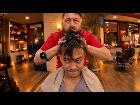 💈He Couldn't Open His Eyes 🔥 Ear Burn + Deep Peace Full Body Massage & Cracks ASMR