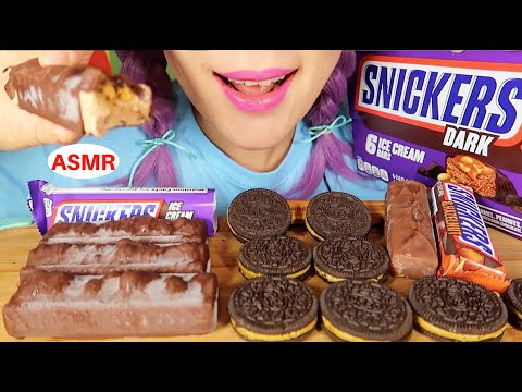 ASMR SNICKERS DARK CHOCO ICE CREAM BAR, SNICKERS HAZELNUT eating sound |스니커즈 아이스크림,초코바먹방 |CURIE.ASMR