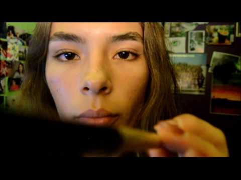 ASMR: Face Brushing {whispering, trigger sounds, tapping, brushing}