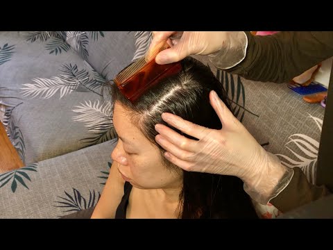 ASMR Scalp Scratching w. LICE COMB: HEAD BOPPING + FLICKING the Micro- Dandruff! Bonus Hair Brushing