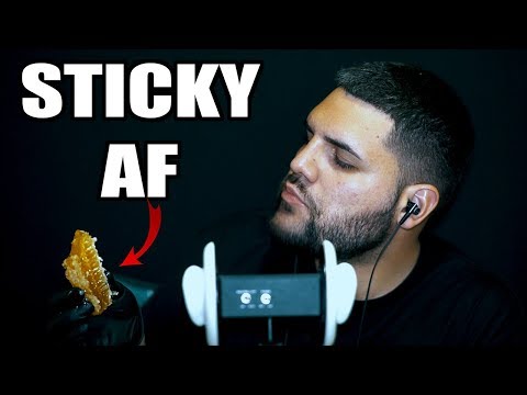 ASMR Eating RAW Honeycomb (Sticky Eating Sounds)