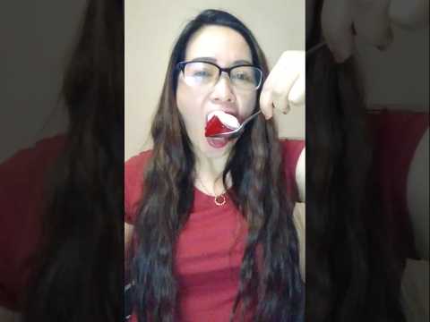 EATING RED JELL-O #food #viral #shortsfeed #mukbang #everyone #asmr #foodie #eatingshow #viralfeed