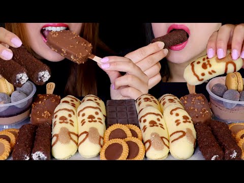 ASMR CHOCOLATE MOUSSE, TIRAMISU MOCHI, TOKYO BANANA CAKE, ICE CREAM, DARK CHOCOLATE ESPRESSO BAR 먹방