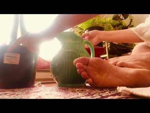 ASMR Water plants bare feet in sun