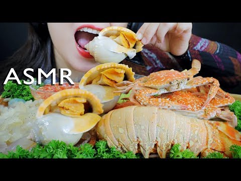 ASMR SEAFOOD PLATTER (JELLYFISH BLUE CRAB GARLIC SNAIL LOBSTER TAIL) EATING SOUND | LINH-ASMR