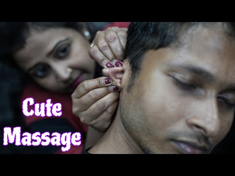 Cute Head Massage For Cute People | Beautiful Lady Barber Chaitali Doing ASMR Ear & Head Massage