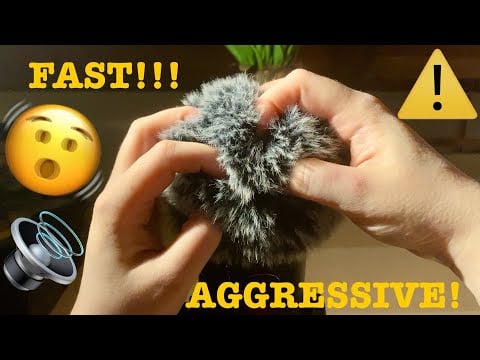 ASMR|⚠️SUPER FAST AGGRESSIVE SCRATCHING RUBBING MASSAGE ON FLUFFY MIC COVER. LOUD! No talking ⚠️