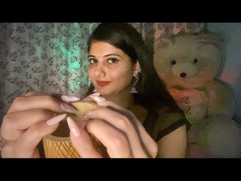 ASMR Deep sleep- Guess Roleplay| Head massage| Face Brushing in ☔️ Rain & Thunder weather| Bangles