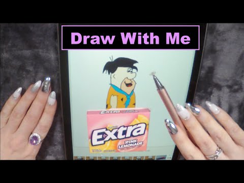 ASMR Gum Chewing Draw With Me On iPad | FredFlintstone | Writing Names