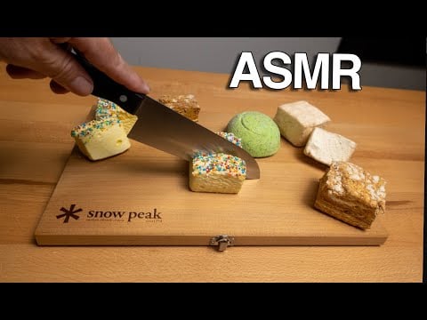 Marshmallow ASMR - No Talking - Squishy Cutting & Crinkle Sounds