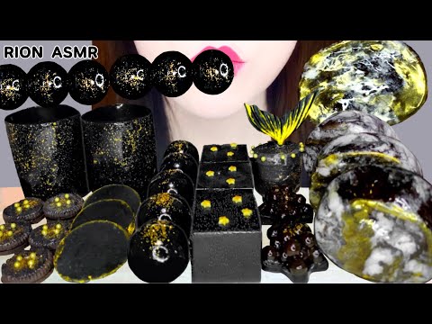 【ASMR】【咀嚼音 】BLACK GOLD DESSERTS JELLY MARSHMALLOW TANGHULU MUKBANG 먹방 食べる音 EATINGSOUNDS NOTALKING