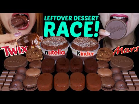 ASMR LEFTOVER DESSERT RACE! TICO ICE CREAM, TWIX CARAMEL COOKIE, NUTELLA CHOCOLATE CAKE CUP, KINDER