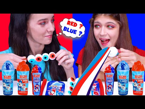 RED vs BLUE food CHALLENGE! EATING ONLY ONE COLOR FOOD | Mukbang LiLiBu