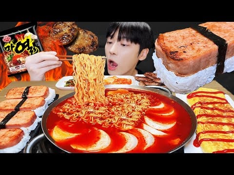 ASMR MUKBANG | 직접 만든 순두부 열라면 먹방 & 레시피 계란말이, 스팸, 김치 | FIRE NOODLES EATING