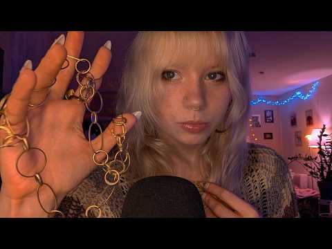 ASMR jewelry, hair sounds & nail tapping (minimal talking, body triggers)