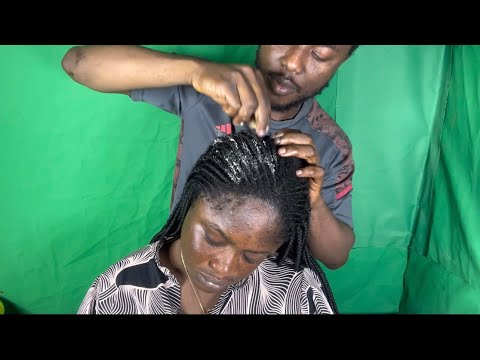 Asmr relaxing shea butter massage between braids