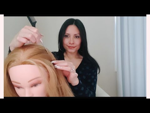 ASMR parting and brushing hair (mannequin doll)