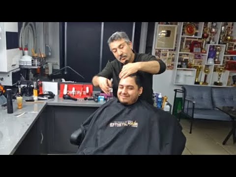 ASMR RELAXING HAIR CUTTING AND BODY MASSAGE WITH MUNUR ONKAN