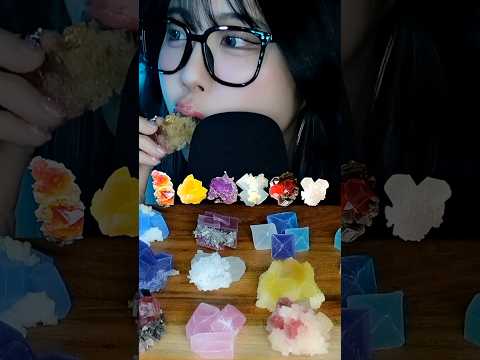 【ASMR】ザクザク！鉱石を食べる💎💠 #琥珀糖 #こうぶつヲカシ #咀嚼音｜Crunchy Jewel Candy Eating Sounds