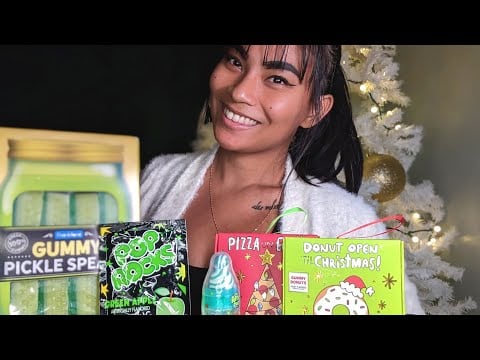 ASMR Gummy Pickle Spears, Pop Rock Candy Chewing Eating Sounds Mukbang