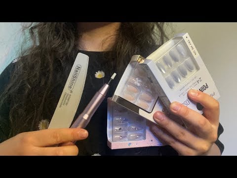 ASMR nail salon 💅 I do your press on nails- little whispering