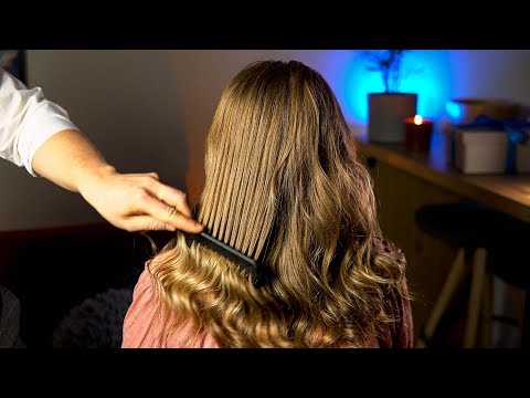 ASMR Curly Hair Brushing, Play and Scalp Massage (No Talking)