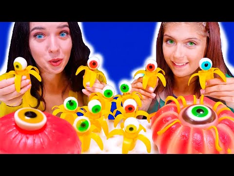 Giant Blue Food Mukbang: Gummy Surprises and Rock Candy Battles! 🍬💙 Compilation