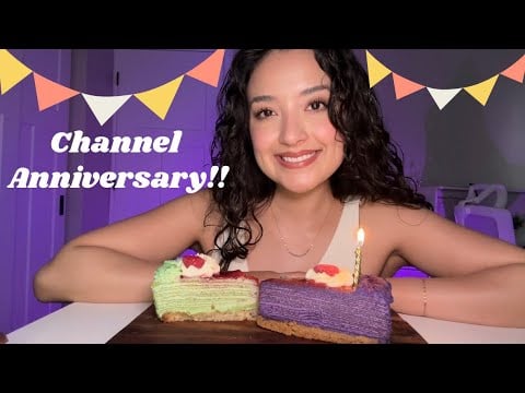 ASMR | Crêpe cakes | ONE YEAR CHANNELVERSARY!! 🥳🎉