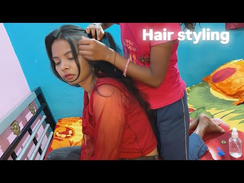 Asmr Two Side Braid hair Styling By Baijanti..💆‍♀️