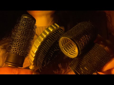 ASMR curling your hair with Velcro rollers🎀 before sleep😴 sectioning, brushing & straightener sounds