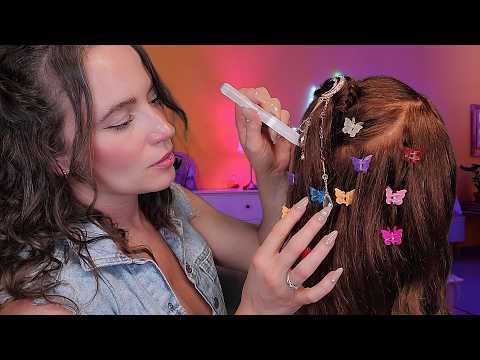 ASMR - Hair Play & Styling - Curling, Braiding, Head Massage, & Brushing