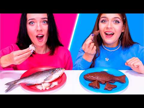 ASMR Eating Real Food VS Giant Chocolate Candy Compilation Challenge