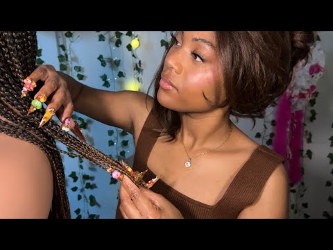 ASMR Playing With Your Braids in Class | Counting Braids, Back Scratching & Tapping