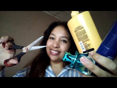 ASMR de Cabeleireiro: tesoura, spray, pente na tela, mousse estilizante, massagem na nuca, pescoço 🌙
