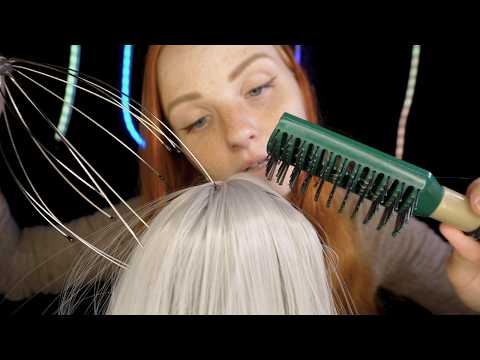Relaxing Hair Sounds ASMR ✨ | Wig Brushing, Scalp Touch & Metal Massager