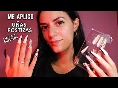 ASMR español Me aplico Uñas postizas y Susurro mucho 🖤