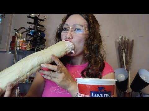EATING LONG BREAD WITH COTTAGE CHEESE CHALLENGE 