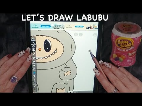 ASMR Gum Chewing Drawing Labubu On iPad | Whispered | Writing Names