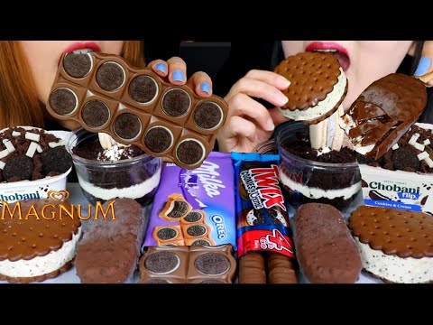 ASMR MAGNUM ICE CREAM, MILKA OREO CHOCOLATE, TWIX, CHOCOLATE CAKE CHEESECAKE, MACARONS 초콜릿 아이스크림 먹방