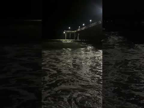 Beautiful Beach at Night with hurricane waves (past live)