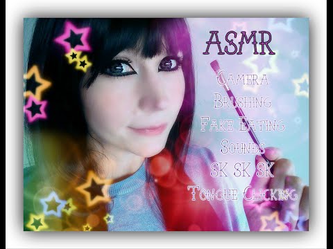 ASMR Close Up Camera Brushing . Fake Eating Sounds . Sk Sk Sk . Tongue Clicking
