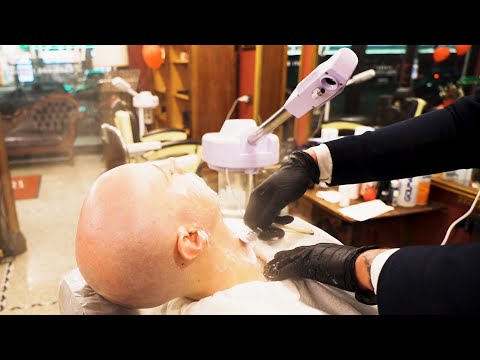 STEAM SHAVE 💈 TRADITIONAL ITALIAN BARBER  💈 ASMR no talking