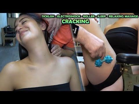 EFFECTIVE TICKLE CHEST MASSAGE FOR LADY + CRACKS + ASMR head,face,ear,foot,hip,armpit,back massage