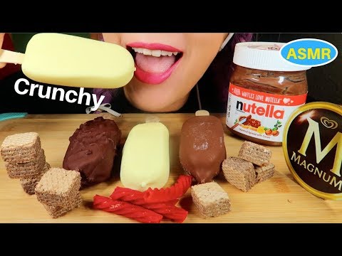 ASMR 매그넘 아이스크림+누텔라 리얼사운드 먹방| MAGNUM ICE CREAM+NUTELLA.Crunchy Eating Sound アイスクリーム CURIE. ASMR