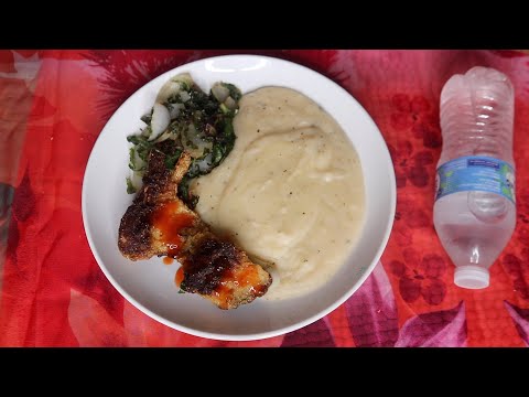FRIED BASS FISH MASH POTATOES ASMR EAING SOUNDS