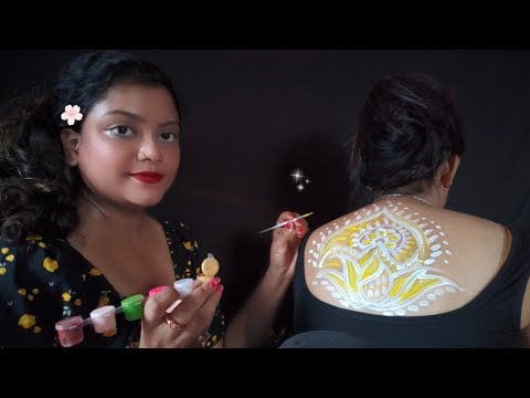 ASMR | Doing My Sister Relaxing Back Painting | 🎨✨