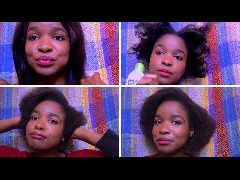 ASMR Hair Play/brushing + Scalp Scratching my 4c Hair + Inaudible/Unintelligible Whispered Ramble