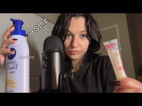 asmr lip gloss and lotion sounds 🫆🖐️| *almost* no talking