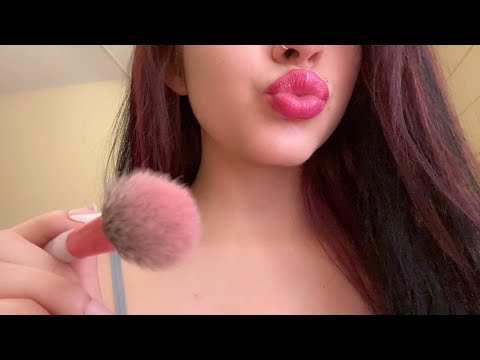 ASMR| UpClose face brushing/tracing, tingly mouth sounds + upclose kisses 👄 for sleep