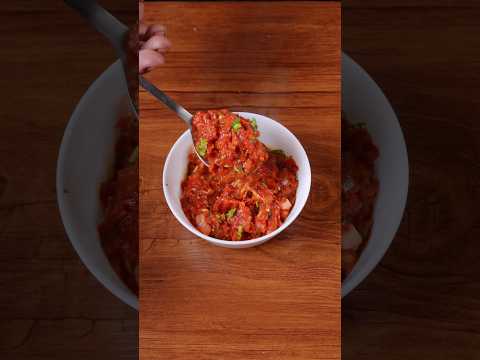 🔥 ASMR Tomato Chutney | Spicy Tangy Chutney | Satisfying Tadka & Grinding Sounds  #shorts